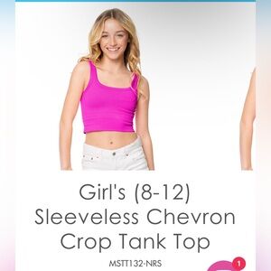Girls Malibu Sugar cropped chevron tank top. Pink. OS.